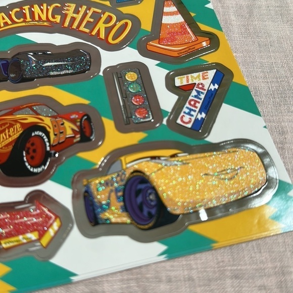 Cars the Movie Lightning McQueen Kachow Stickers HUGE GLITTER STICKERS NEW - Picture 3 of 15